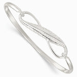 Sterling Silver Infinity with Feather Bangle Bracelet - Product Photo