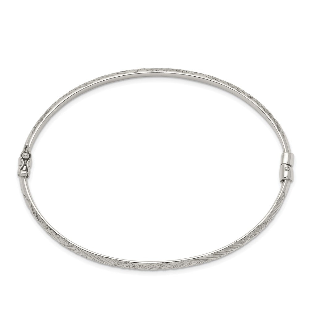 Sterling Silver D/C 4mm Bangle and 3mm Hoop Earring Set - Product Photo
