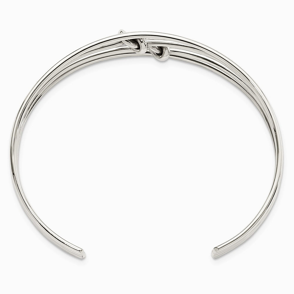 Sterling Silver Polished 4 Band Knots Cuff Bangle - Product Photo