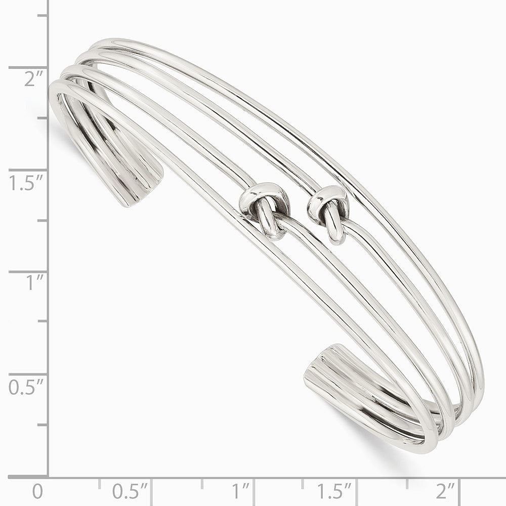 Sterling Silver Polished 4 Band Knots Cuff Bangle - Product Photo