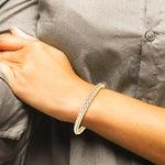 Sterling Silver Rhodium-plated Gold Rose-tone Diamond-cut Set of 3 Bangles - Product Photo
