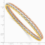 Sterling Silver Rhodium-plated Gold Rose-tone Diamond-cut Set of 3 Bangles - Product Photo