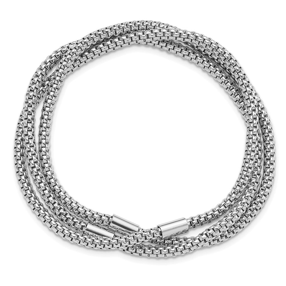 Sterling Silver Rhodium-plated 3 Intertwined Stretch Mesh Bracelets - Product Photo
