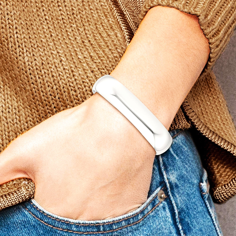 Sterling Silver Polished 15mm Domed Cuff Bangle - Product Photo