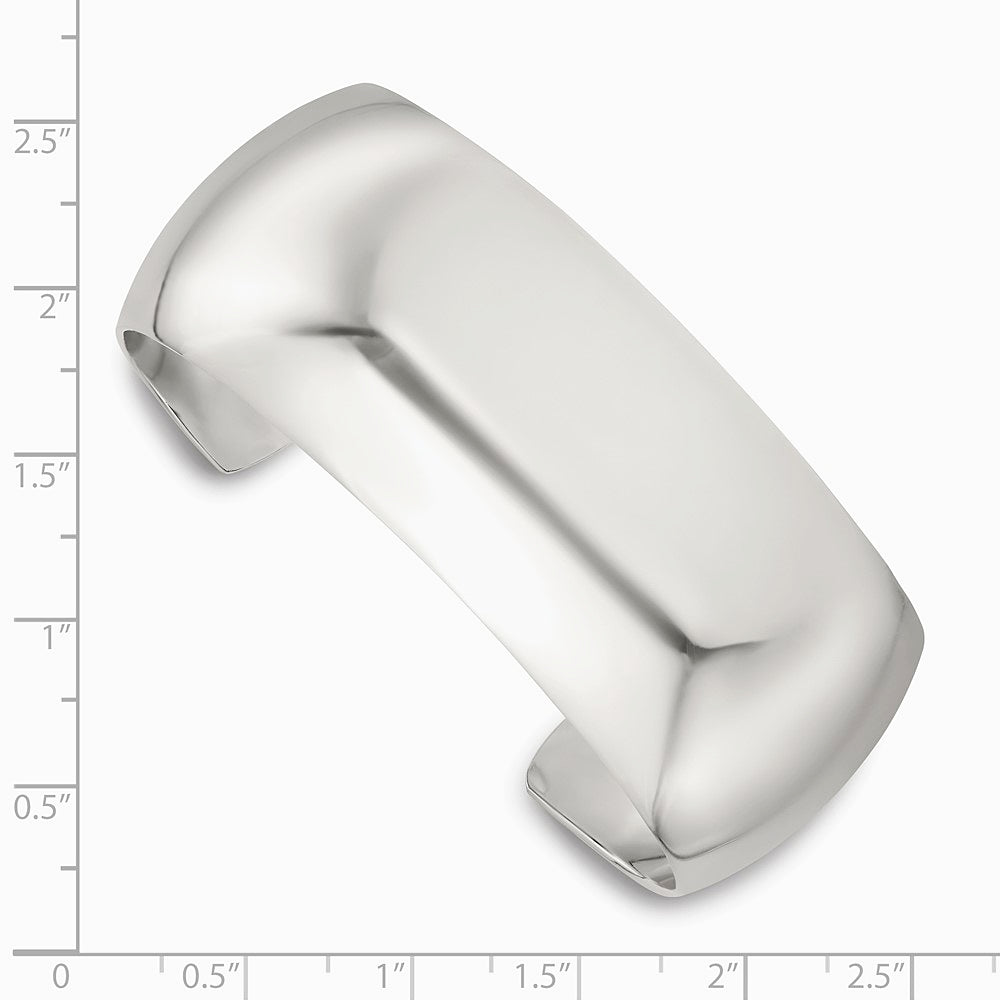 Sterling Silver Polished 25mm Domed Cuff Bangle - Product Photo
