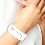 Sterling Silver Polished 25mm Domed Cuff Bangle - Product Photo