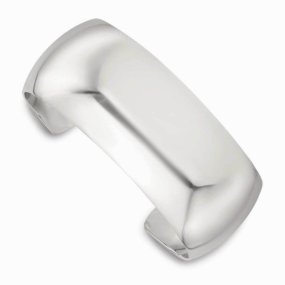 Sterling Silver Polished 25mm Domed Cuff Bangle - Product Photo