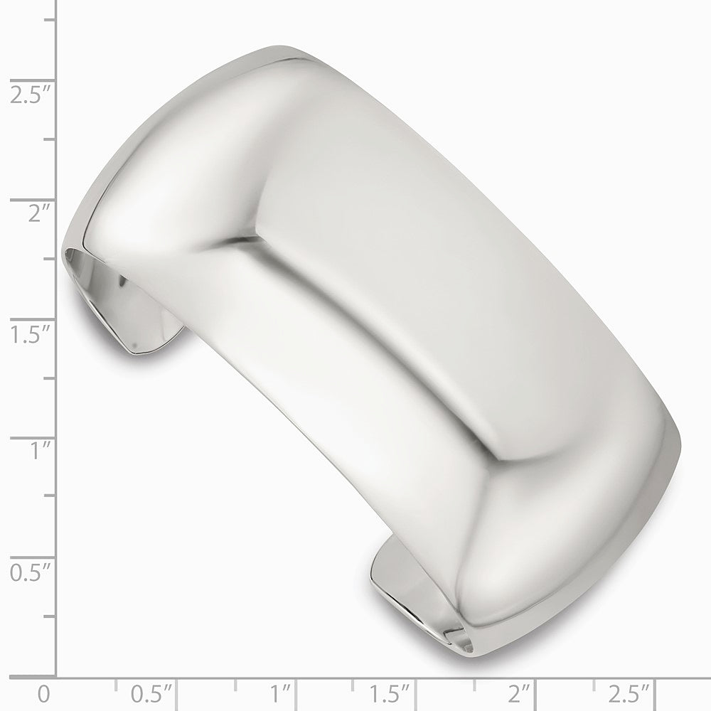 Sterling Silver Polished 30mm Domed Cuff Bangle - Product Photo