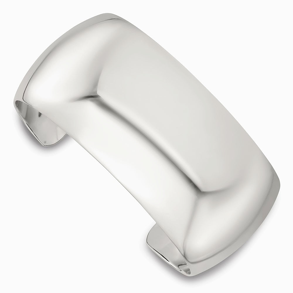 Sterling Silver Polished 30mm Domed Cuff Bangle - Product Photo