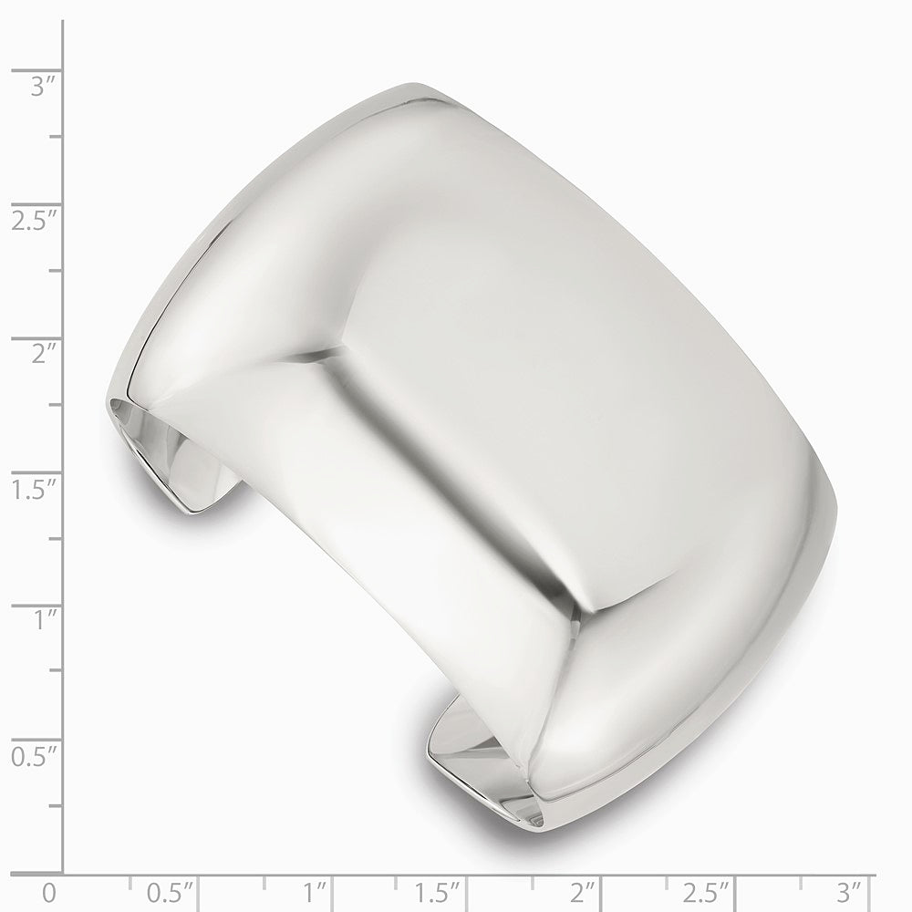 Sterling Silver Polished 40mm Domed Cuff Bangle - Product Photo