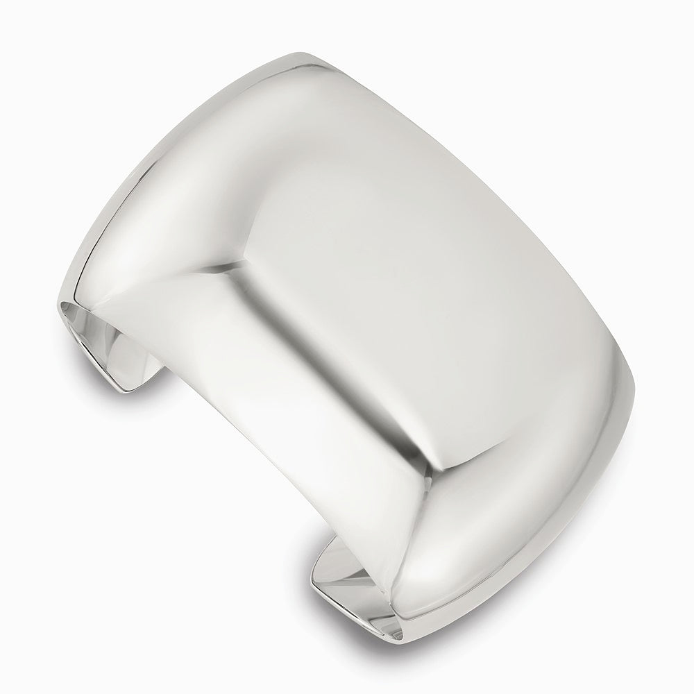 Sterling Silver Polished 40mm Domed Cuff Bangle - Product Photo