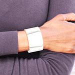 Sterling Silver Polished 40mm Flat Cuff Bangle - Product Photo