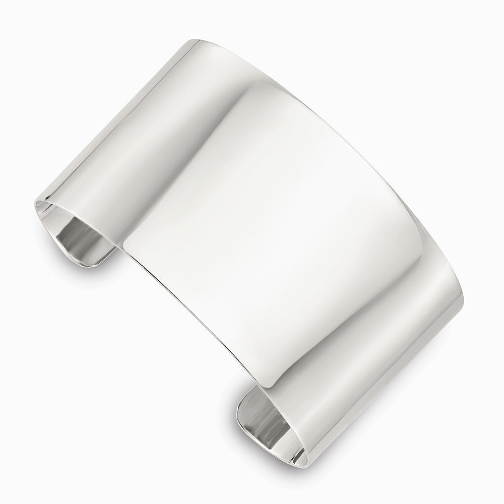 Sterling Silver Polished 40mm Flat Cuff Bangle