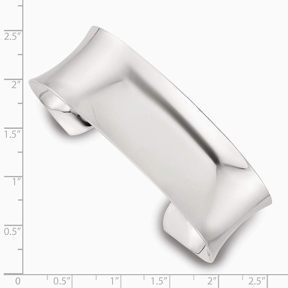 Sterling Silver Polished 20mm Concave Cuff Bangle - Product Photo