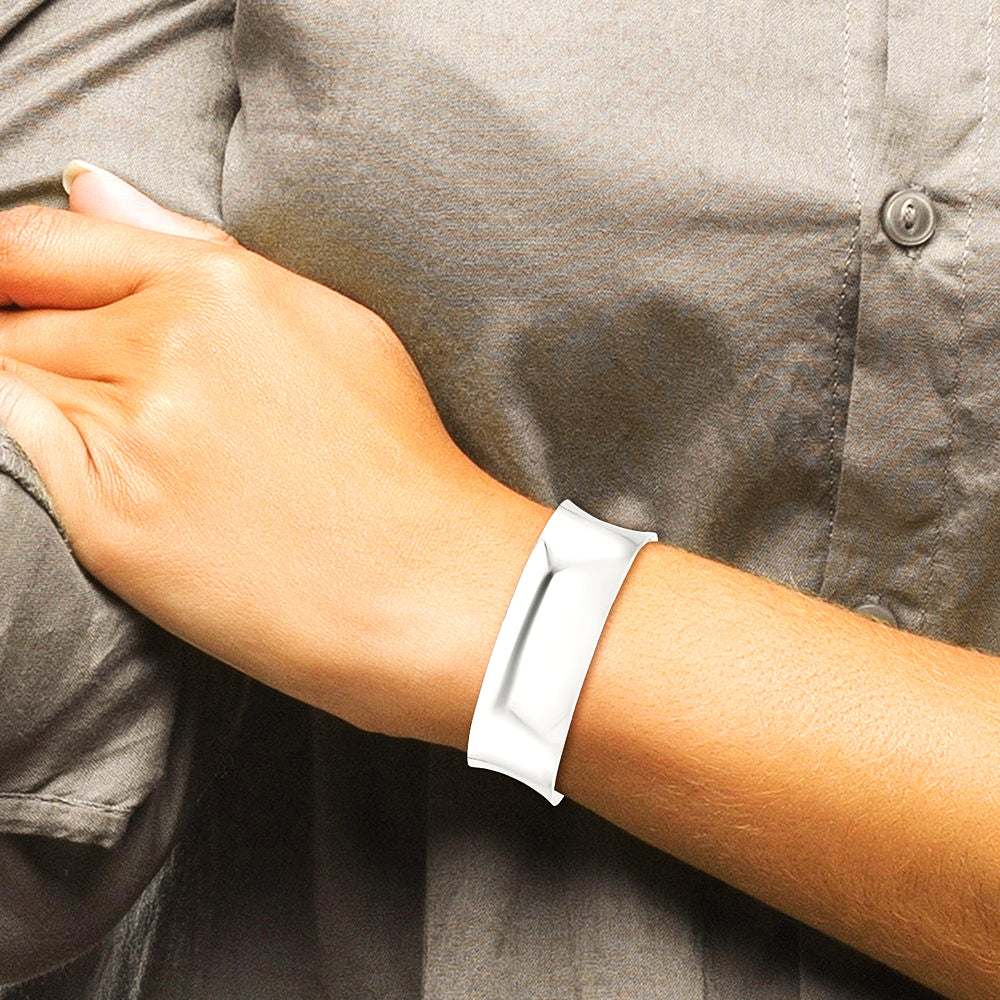 Sterling Silver Polished 20mm Concave Cuff Bangle - Product Photo