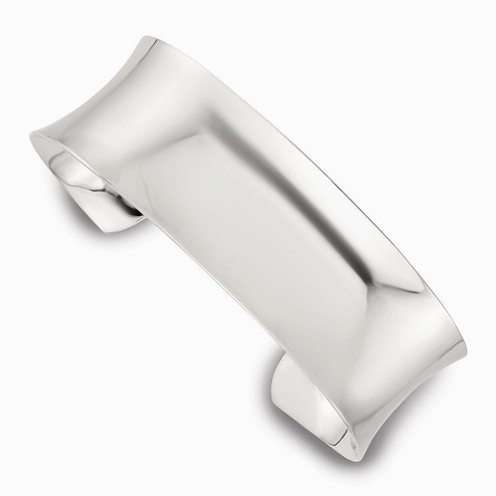 Sterling Silver Polished 20mm Concave Cuff Bangle - Product Photo