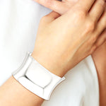 Sterling Silver Polished 40mm Concave Cuff Bangle - Product Photo