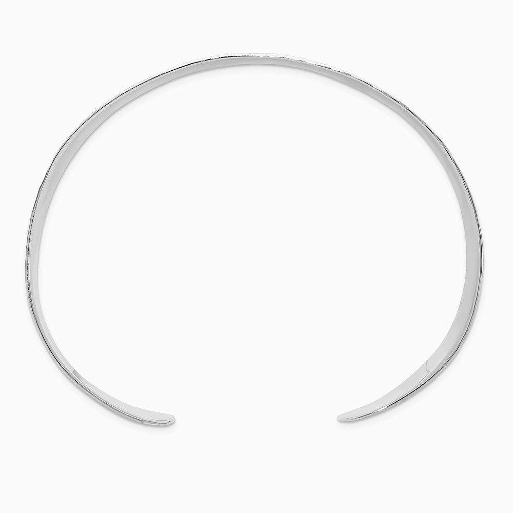 Sterling Silver 25mm Flat Hammered Cuff Bangle - Product Photo