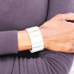 Sterling Silver 30mm Flat Hammered Cuff Bangle - Product Photo