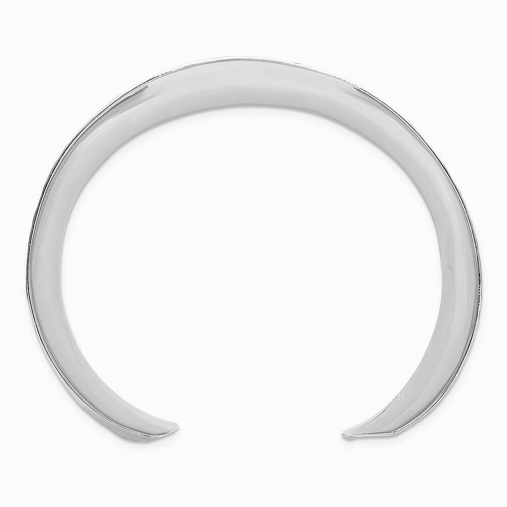 Sterling Silver 30mm Concave Hammered Cuff Bangle - Product Photo
