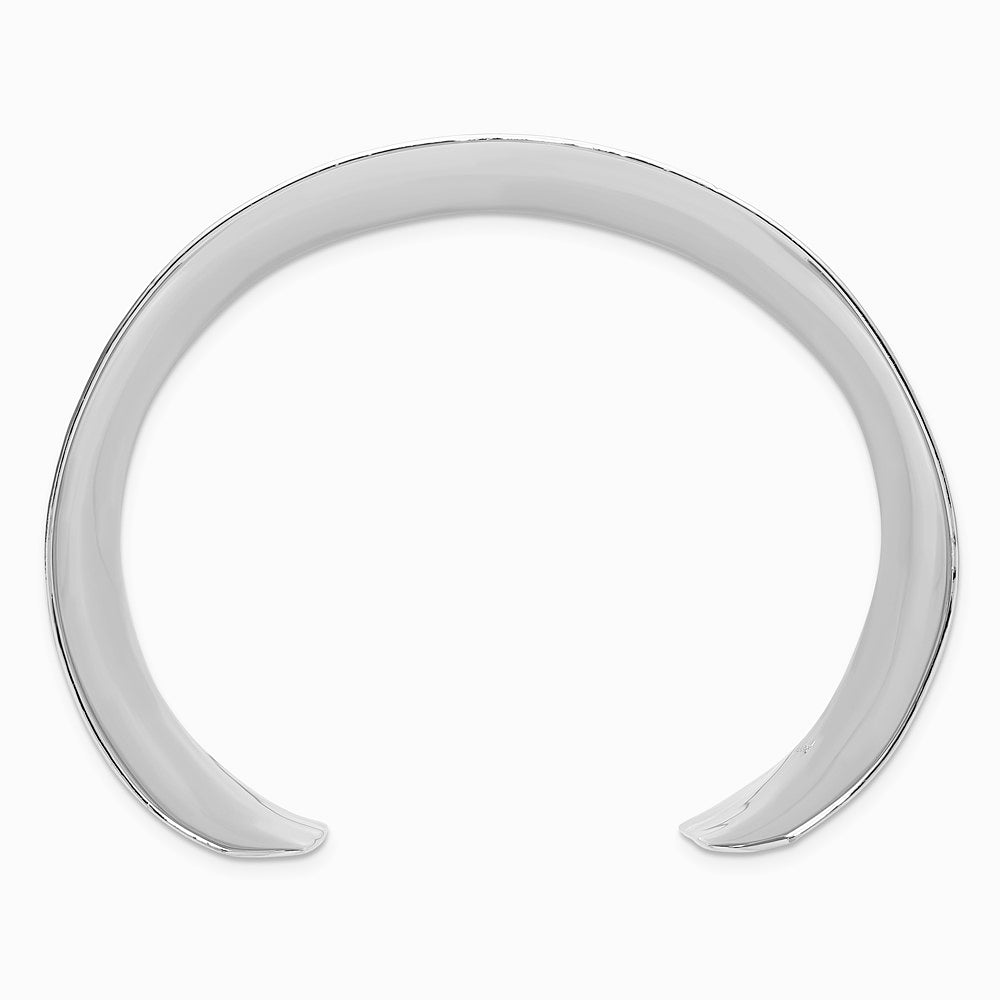 Sterling Silver 40mm Concave Hammered Cuff Bangle - Product Photo