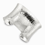 Sterling Silver 40mm Concave Hammered Cuff Bangle - Product Photo