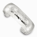Sterling Silver 20mm Domed Hammered Cuff Bangle - Product Photo