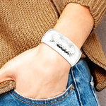 Sterling Silver 25mm Domed Hammered Cuff Bangle - Product Photo