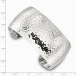 Sterling Silver 30mm Domed Hammered Cuff Bangle - Product Photo