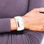Sterling Silver 30mm Domed Hammered Cuff Bangle - Product Photo