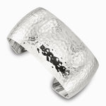 Sterling Silver 30mm Domed Hammered Cuff Bangle - Product Photo