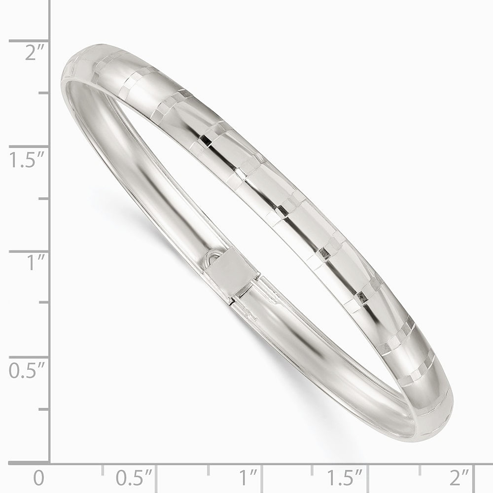 Sterling Silver Polished and Diamond-cut 6.0mm Flexible Bangle - Product Photo