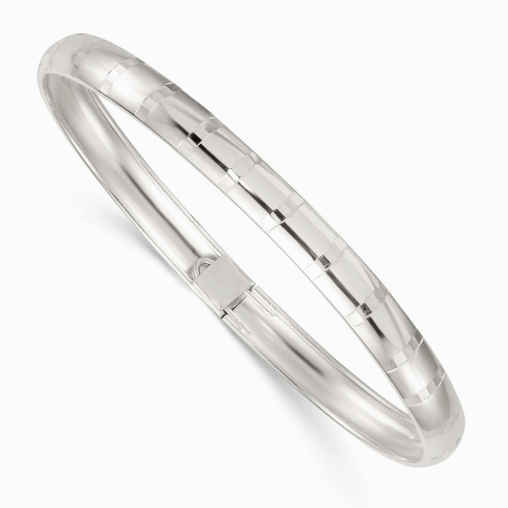 Sterling Silver Polished and Diamond-cut 6.0mm Flexible Bangle - Product Photo
