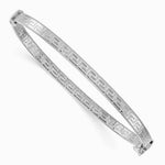 Sterling Silver RH-plated Polished Textured Greek Key Hinged Bangle - Product Photo