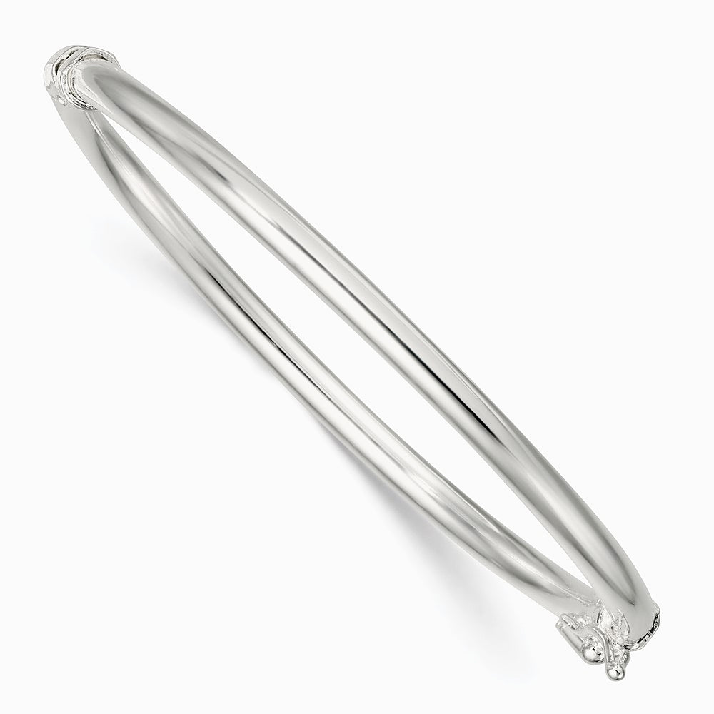 Sterling Silver Polished Hinged Baby Bangle - Product Photo