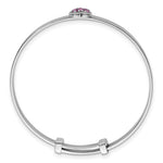 Sterling Silver Rh-plated Pink CZ Heart Children's Expandable Bangle - Product Photo