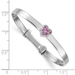 Sterling Silver Rh-plated Pink CZ Heart Children's Expandable Bangle - Product Photo