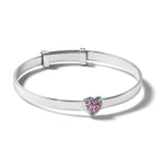 Sterling Silver Rh-plated Pink CZ Heart Children's Expandable Bangle - Product Photo