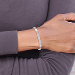 Sterling Silver Rh-plated Heart Pattern Children's Expandable Bangle - Product Photo