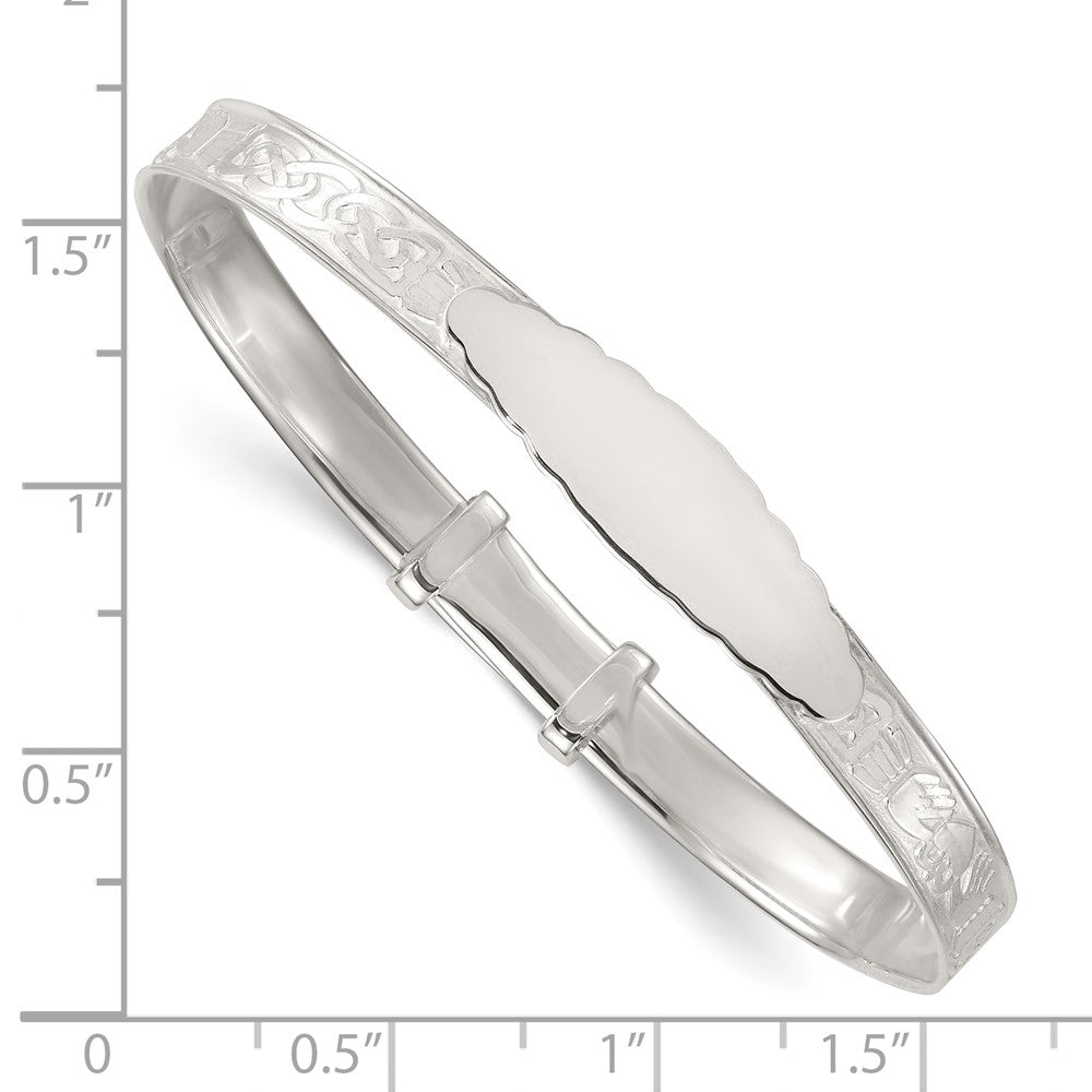 SS Polished Claddagh Slip On Children's ID Expandable Bangle - Product Photo
