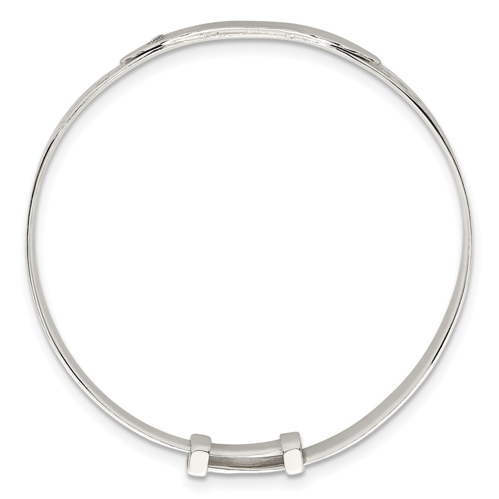Sterling Silver Polish CZ Claddagh Slip On Children's ID Expandable Bangle - Product Photo