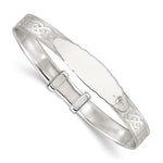 Sterling Silver Polish CZ Claddagh Slip On Children's ID Expandable Bangle - Product Photo