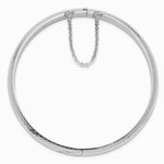 Sterling Silver Rhodium-plated 7mm Diamond-cut Fancy Hinged Bangle Bracelet - Product Photo