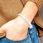 Sterling Silver Rhodium-plated 7mm Diamond-cut Fancy Hinged Bangle Bracelet - Product Photo