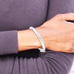 Sterling Silver RH-plated Polished Diamond-Cut 5mm Hinged Baby Bangle Bracelet - Product Photo
