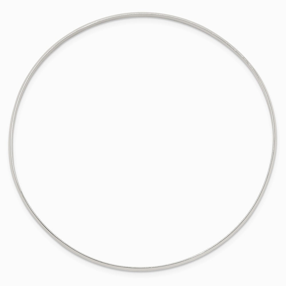 Sterling Silver 2.25mm Solid Polished Plain Slip-On Bangle Bracelet - Product Photo