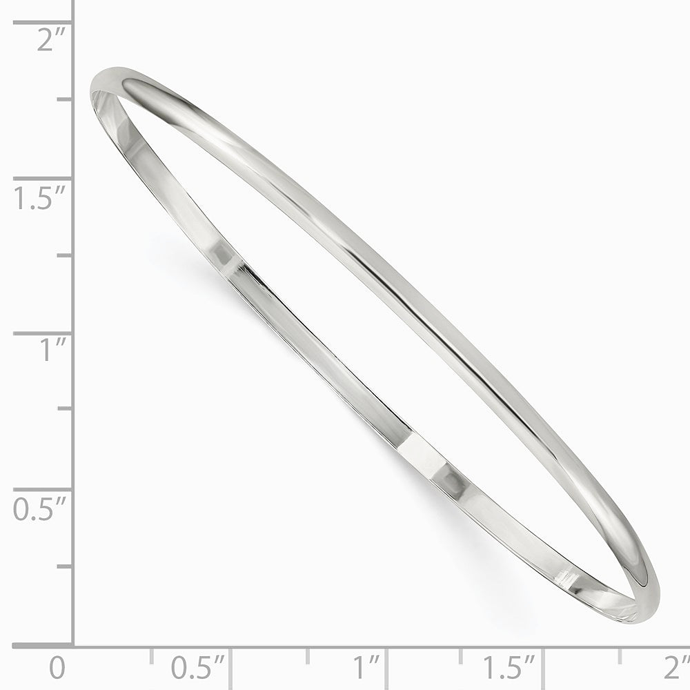 Sterling Silver 2.25mm Solid Polished Plain Slip-On Bangle Bracelet - Product Photo