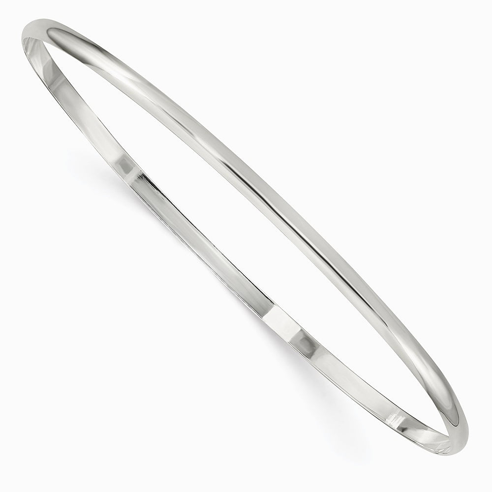 Sterling Silver 2.25mm Solid Polished Plain Slip-On Bangle Bracelet - Product Photo