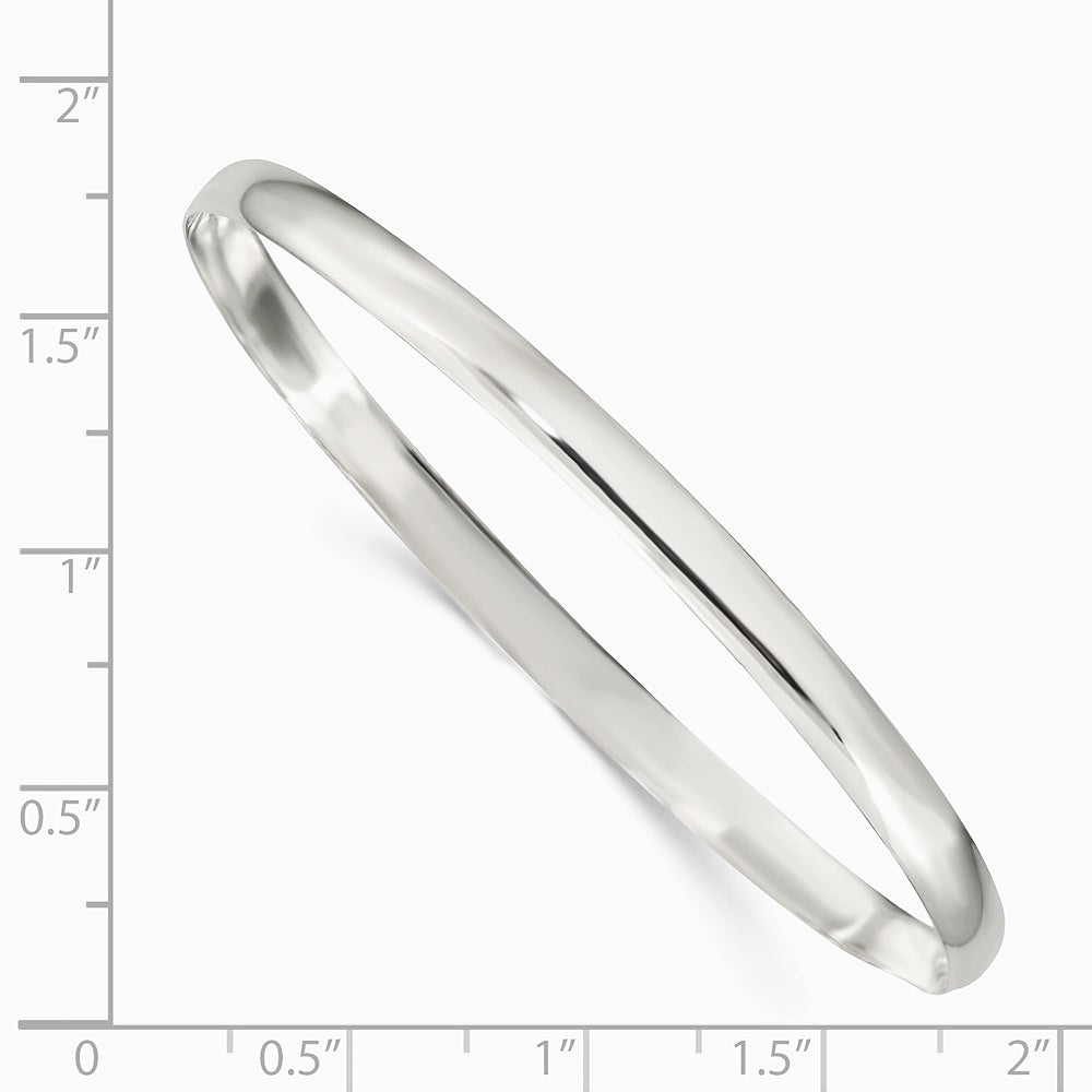 Sterling Silver 4mm Solid Polished Plain Slip-On Bangle Bracelet - Product Photo
