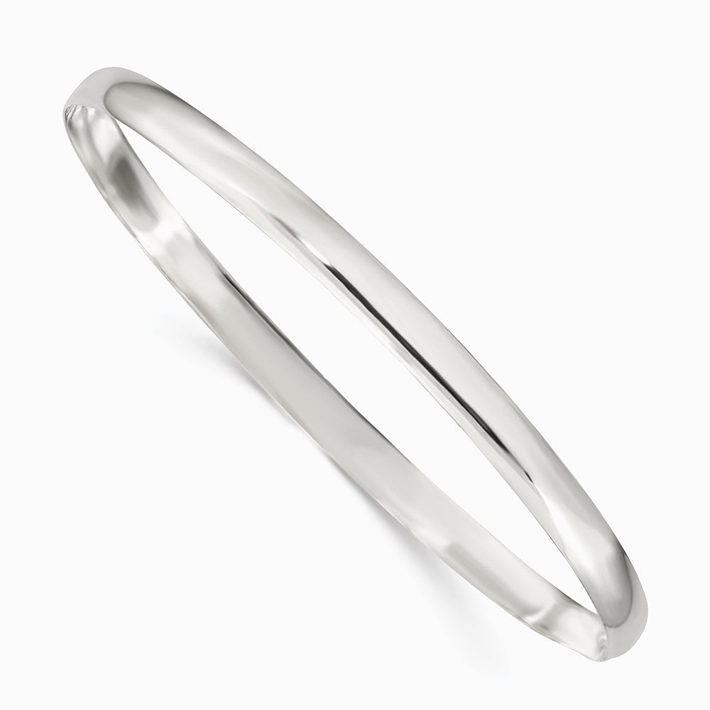 Sterling Silver 4mm Solid Polished Plain Slip-On Bangle Bracelet - Product Photo